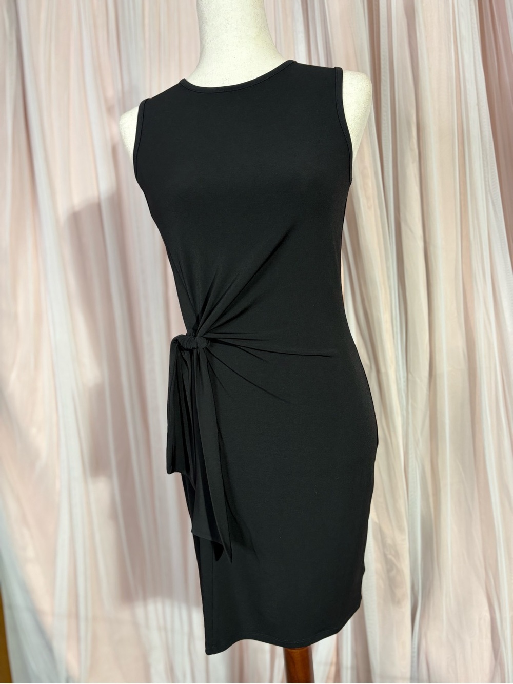 Michael Kors Black Sleeveless Knot-Detail Midi Dress - Picture 1 of 10